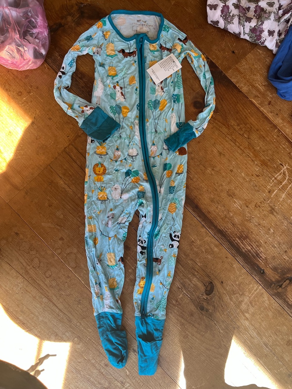 Little Sleepies party animals blue 2T